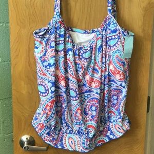 👙KIM ROGERS Women’s 20W swim top blouson tankini NWT👙